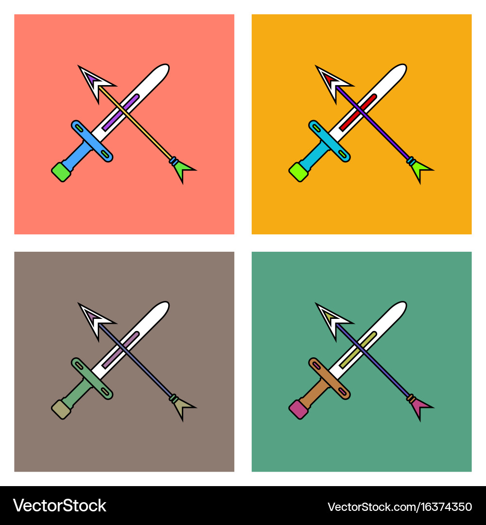 Flat icon design collection sword and arrow Vector Image