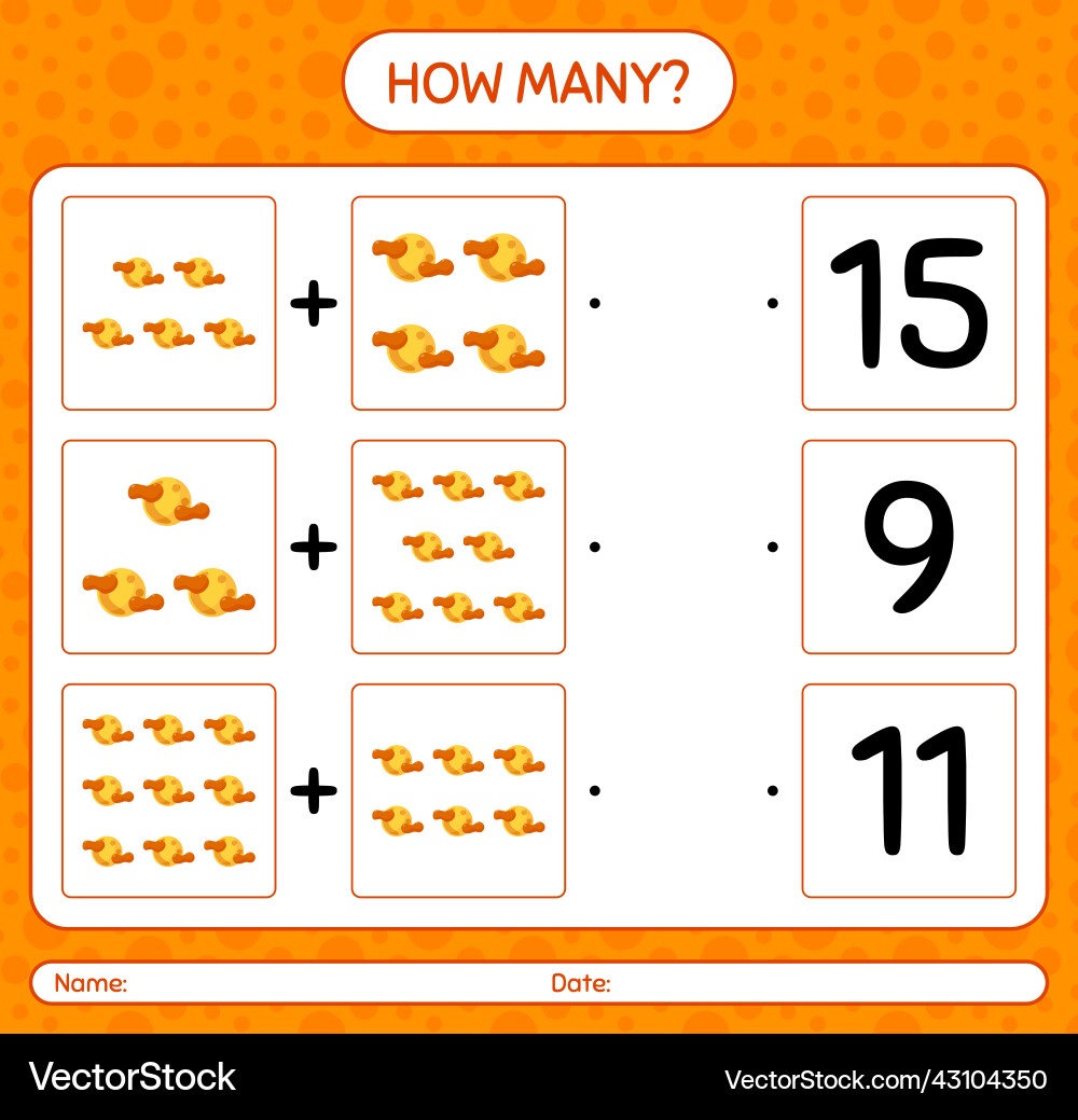 How many counting game with full moon worksheet How many counting game with full moon worksheet vector image