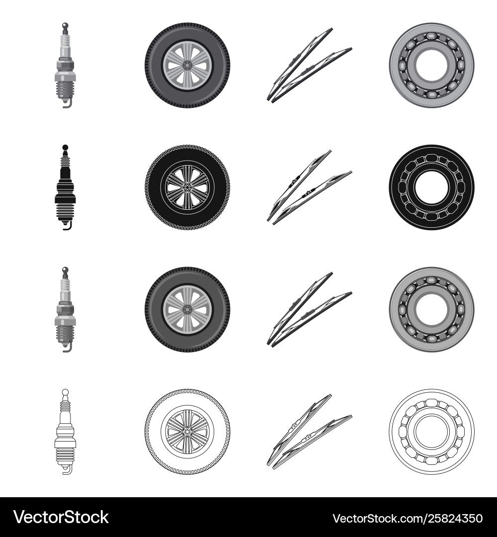 Isolated object auto and part logo set Isolated object auto and part logo set vector image