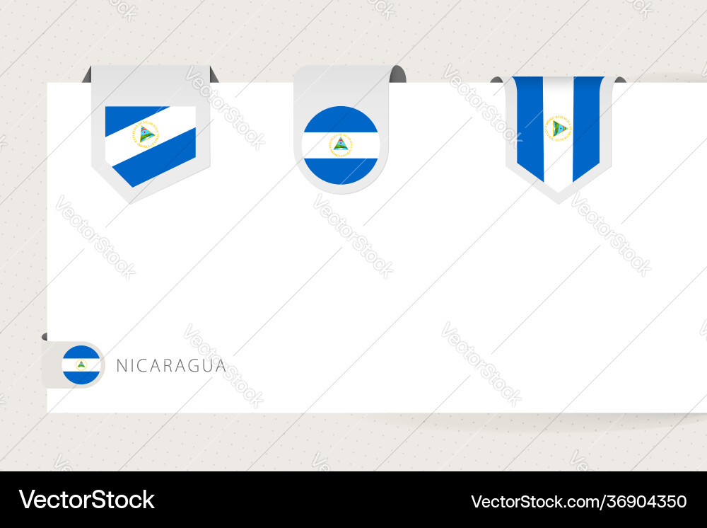 Label flag collection nicaragua in different vector image