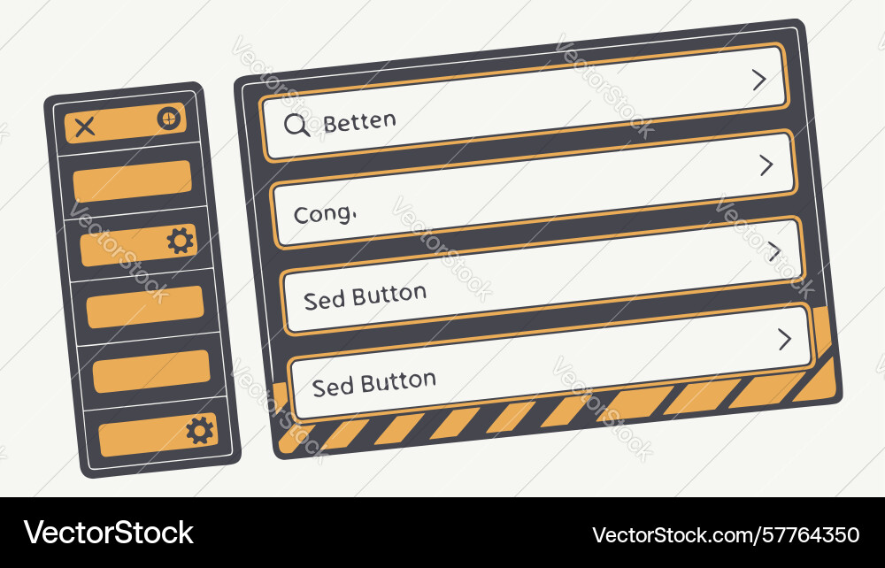Modern ui search and button bar elements design vector image