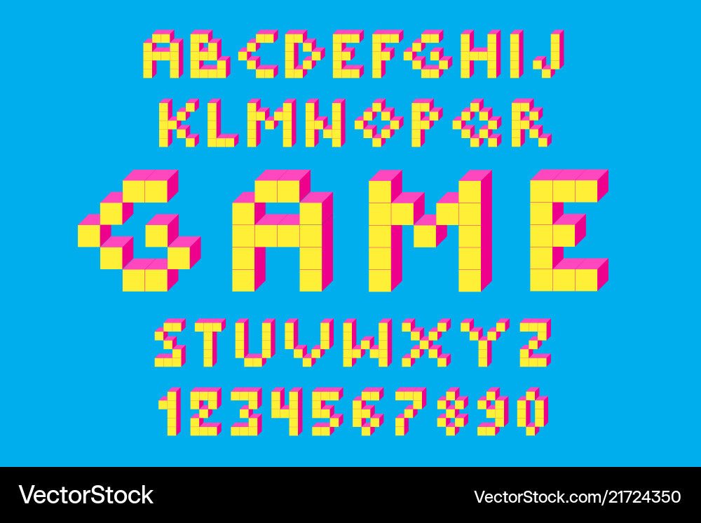 Retro 8-Bit Pixel Font - Arcade Style vector image