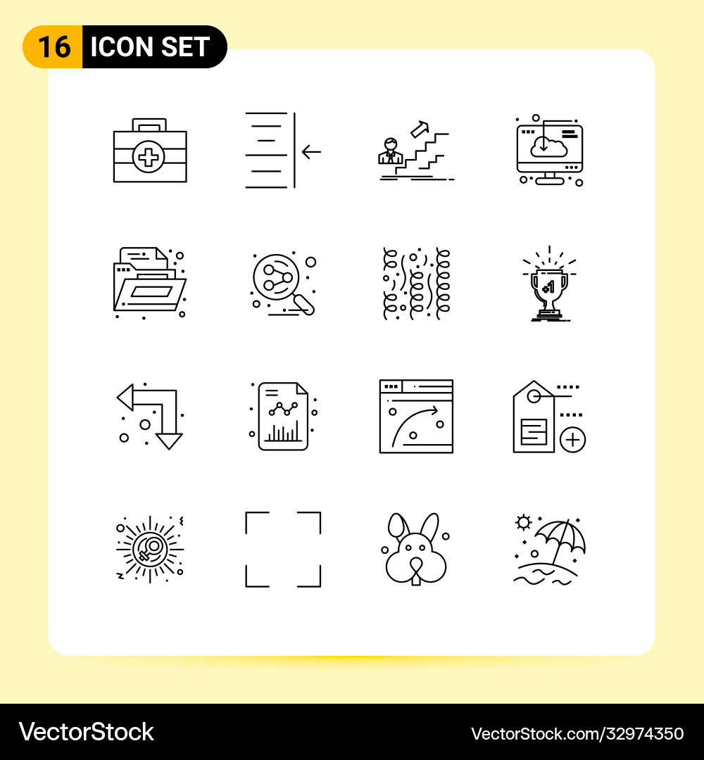 Set 16 outlines on grid for folder software Vector Image