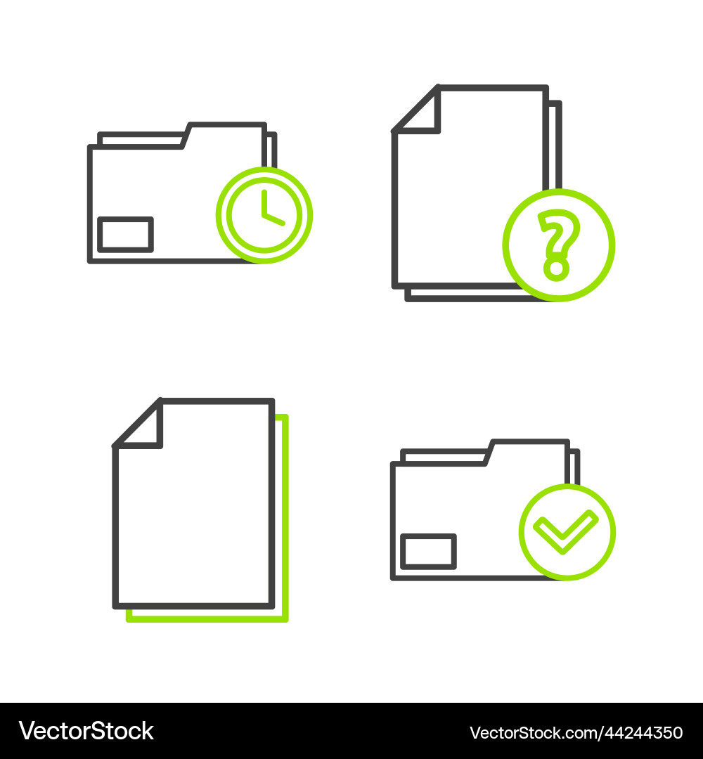 Set line document folder and check mark unknown Set line document folder and check mark unknown vector image