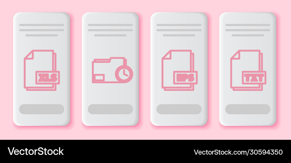 Set line xls file document folder Vector Image