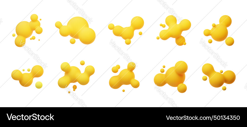 Yellow 3d morphing balls liquid blobs like lava Yellow 3d morphing balls liquid blobs like lava Vector Image