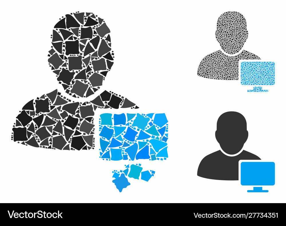 Computer administrator composition icon bumpy Computer administrator composition icon bumpy vector image