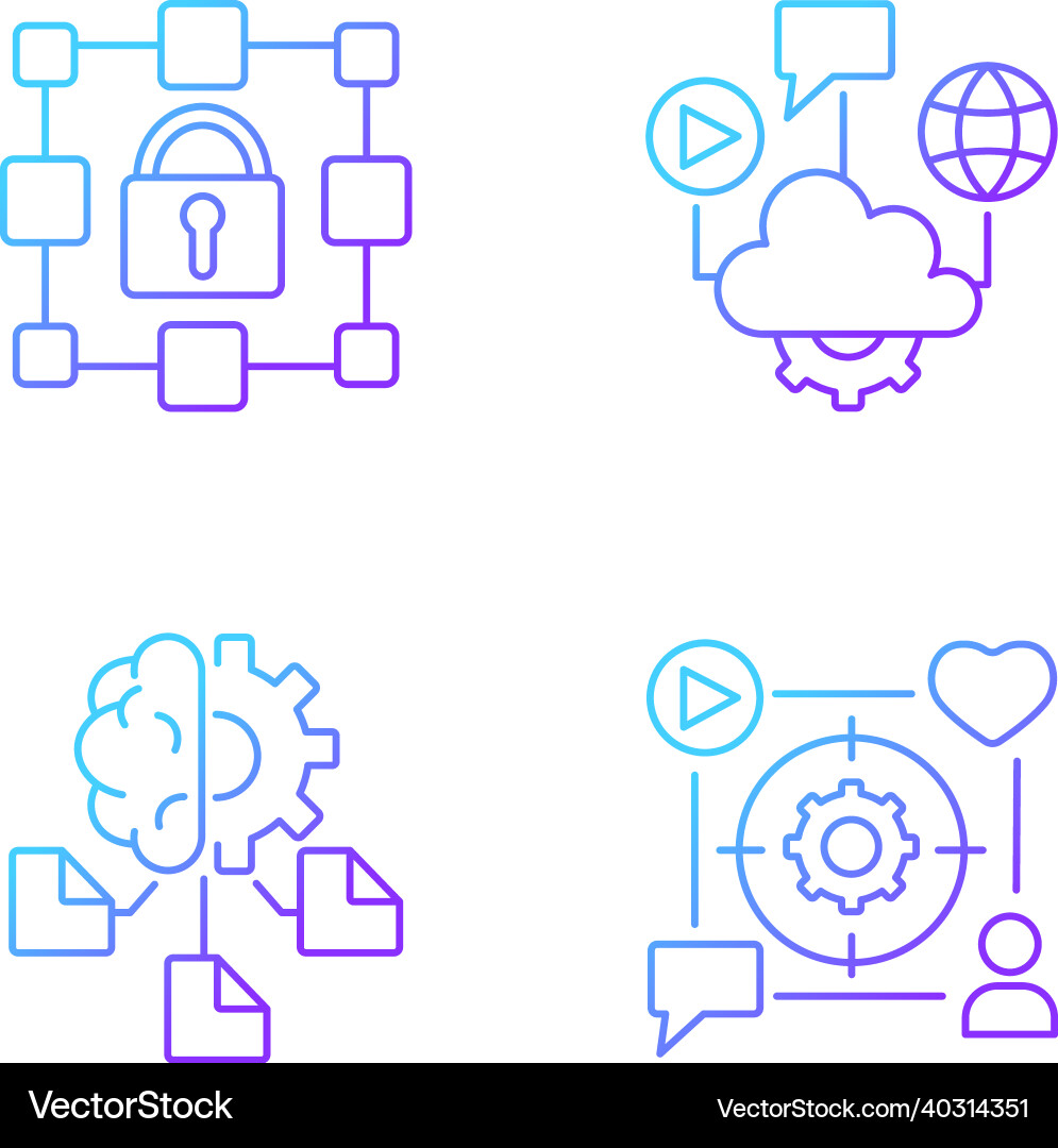 Digital inclusion gradient linear icons set Digital inclusion gradient linear icons set vector image
