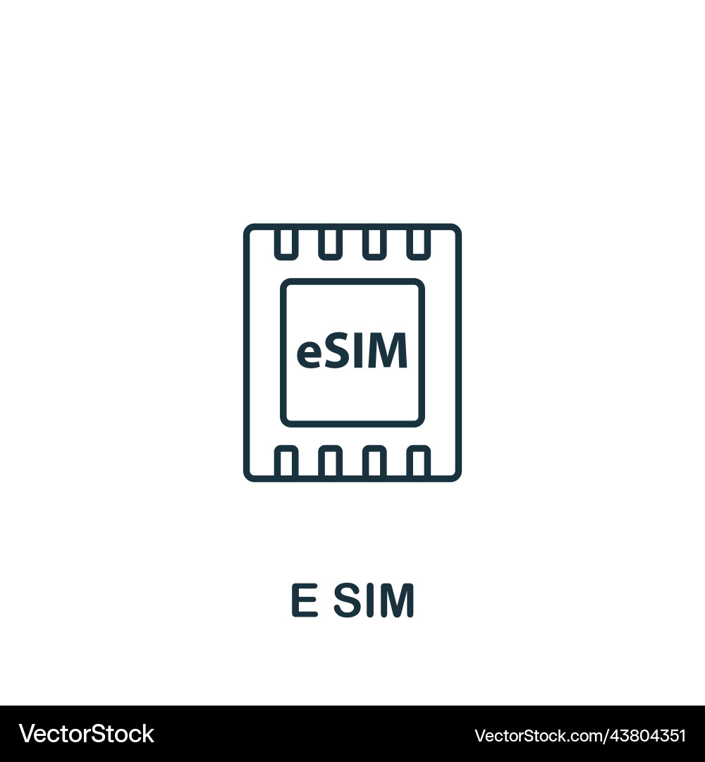 E sim icon line simple for templates web Vector Image