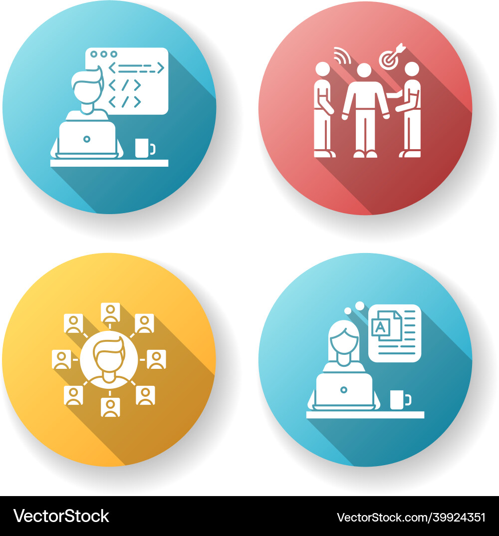 Flat Shadow Work Icons - Web & PR vector image