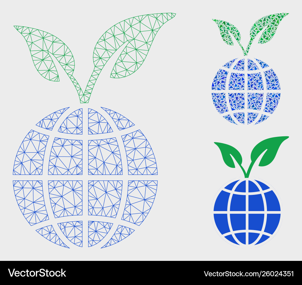 Global sprout mesh wire frame model Global sprout mesh wire frame model vector image