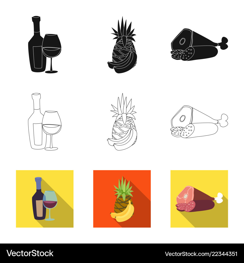Isolated object of food and drink sign set Isolated object of food and drink sign set vector image