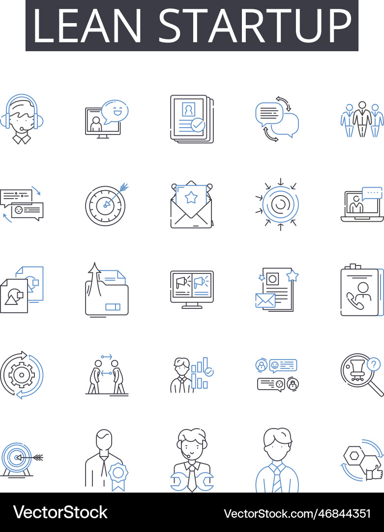 Lean startup line icons collection cryptography vector image