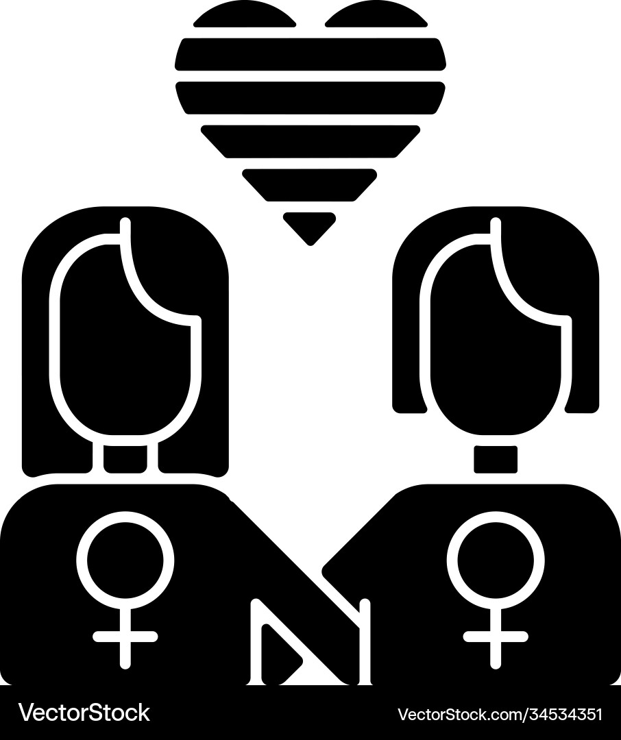 Lesbian relationship logo black glyph icon Lesbian relationship logo black glyph icon vector image