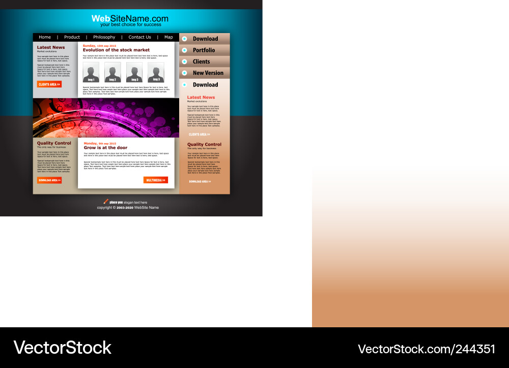 Modern abstract colorful website template vector image