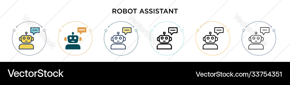 Robot assistant icon in filled thin line outline vector image