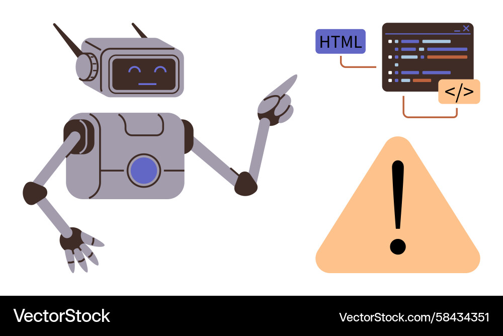 Robot Debugging & Coding Assistance Vector Image