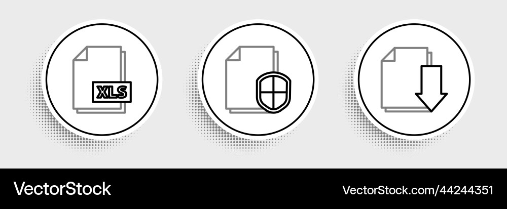 Set line document with download xls file Set line document with download xls file vector image