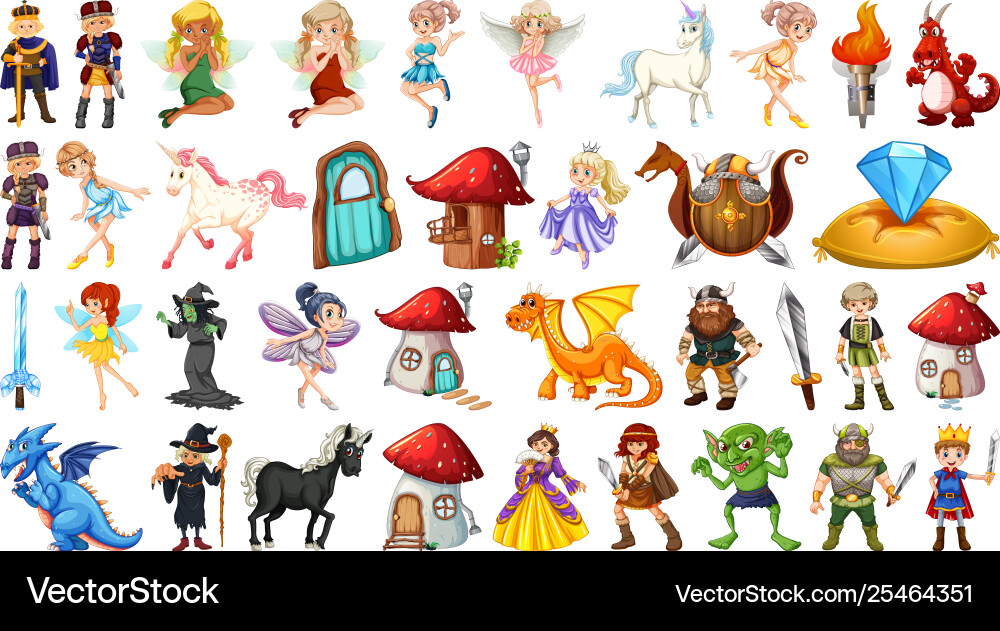 Set medieval cartoon character