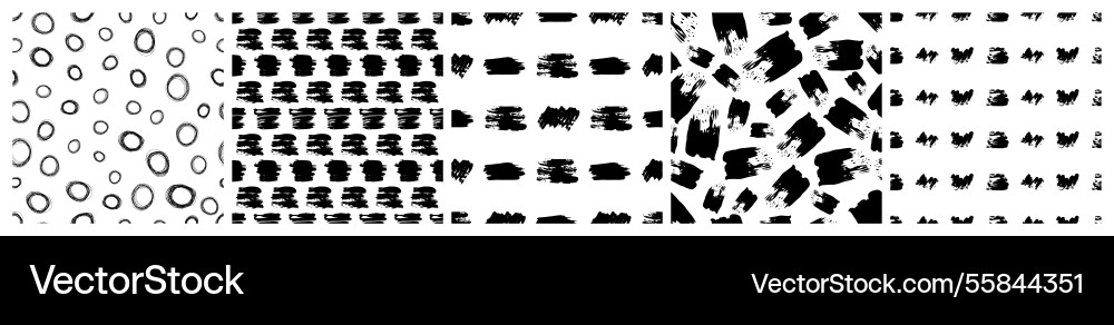 Set of seamless patterns with scribble smears Set of seamless patterns with scribble smears vector image