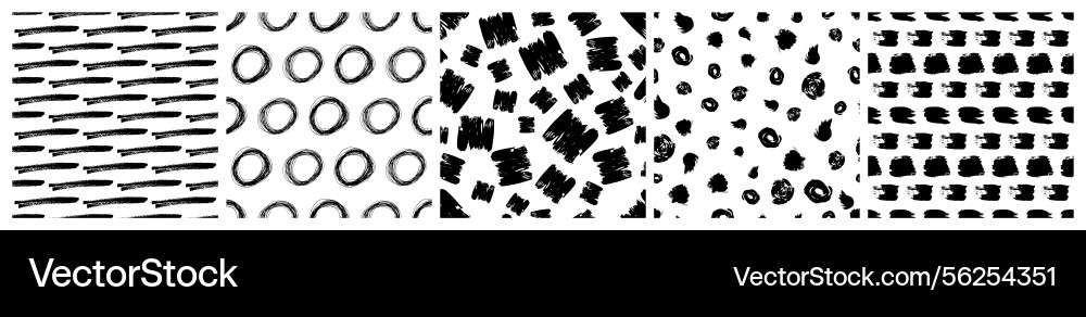 Set of seamless patterns with scribble smears vector image