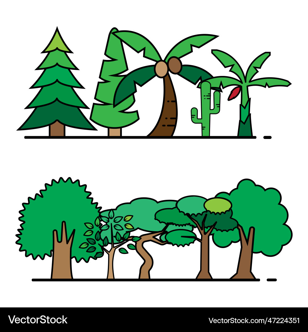Tree icon set vector image