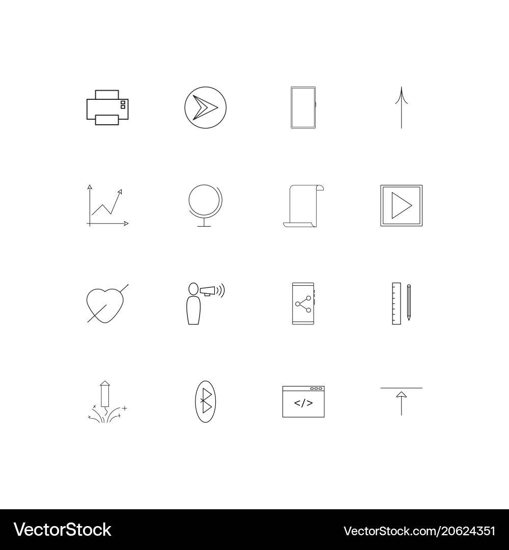 Web und Text einfache lineare Symbole gesetzt umrissen vektorbild