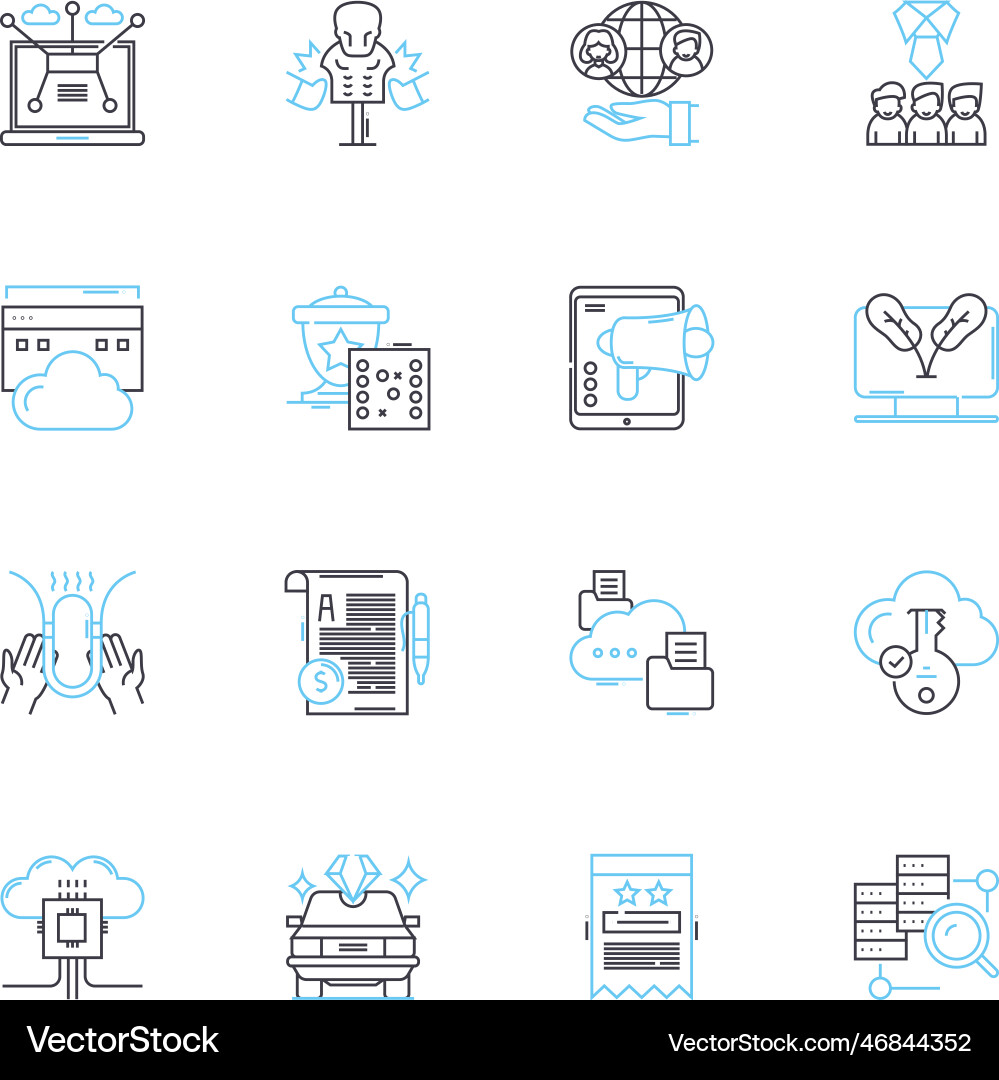 Data science linear icons set analytics big Vector Image