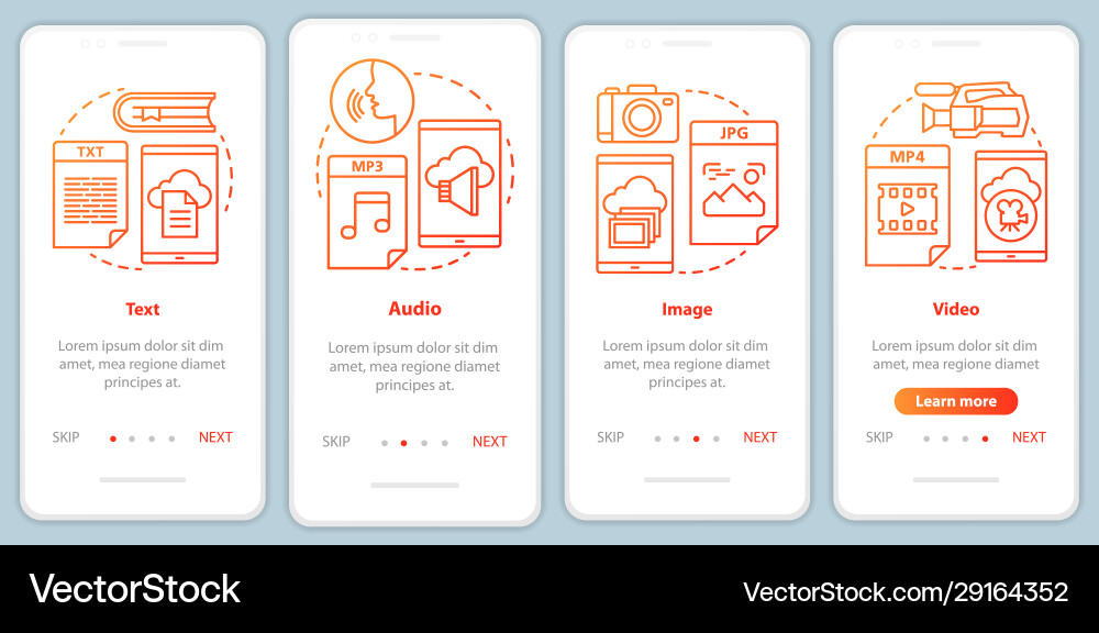 Digital library content onboarding mobile app Vector Image