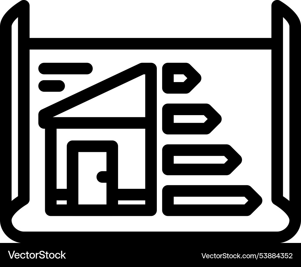 Energy efficient building design line icon Energy efficient building design line icon Vector Image