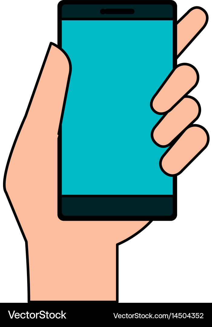 Hand user with smartphone device isolated icon Vector Image