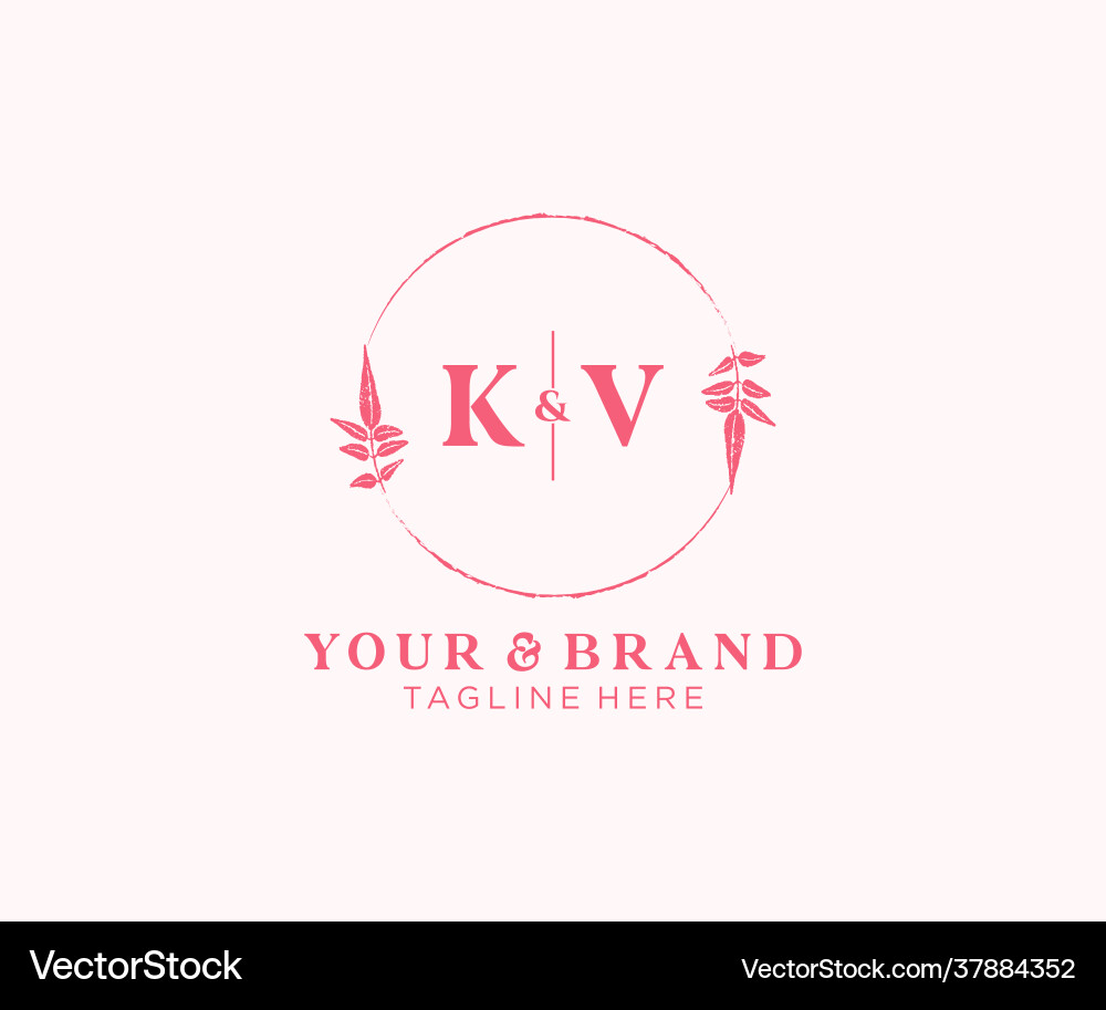 Initial kv letters floral frames botanical – Royalty-Free Vector ...