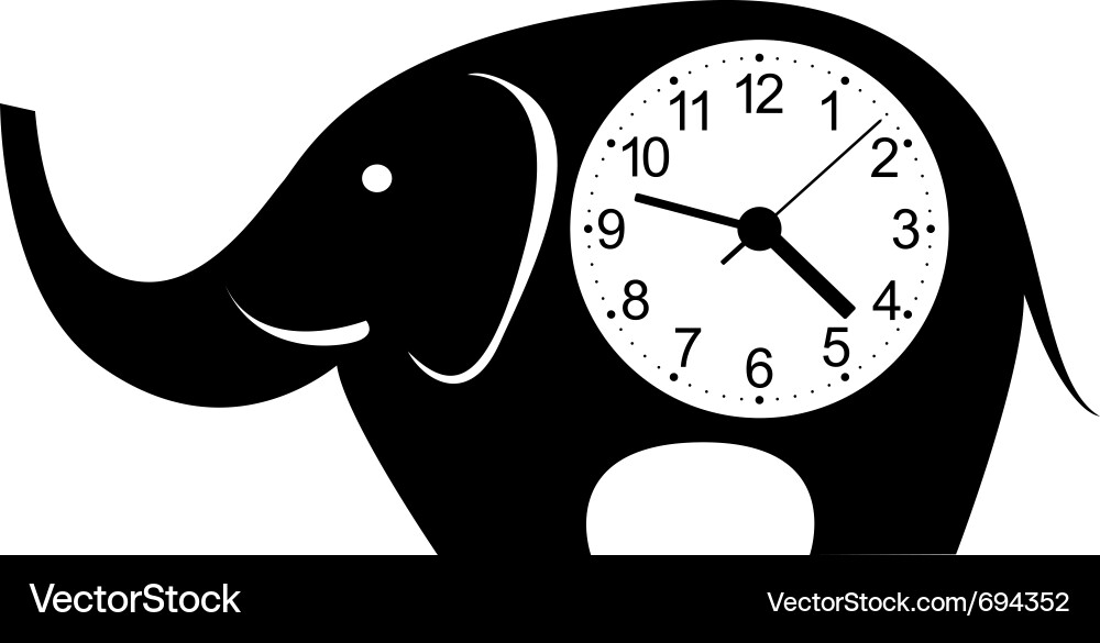 Niedliche Elefantenuhr Sticker Vektorbild