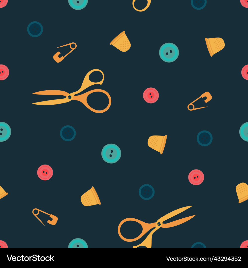 Seamless pattern with buttons thimbles Seamless pattern with buttons thimbles Vector Image