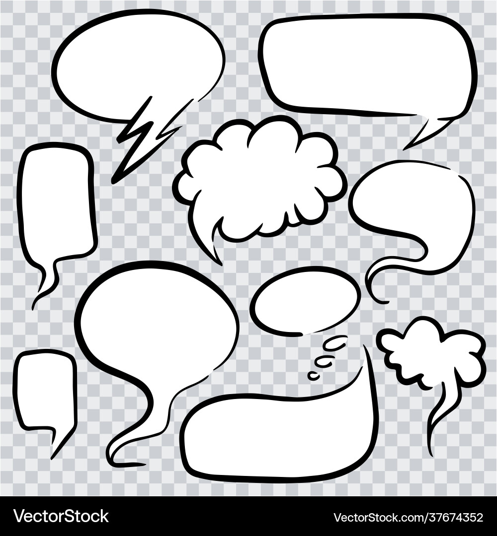 Set cartoon talk bubble speech clouds hand Set cartoon talk bubble speech clouds hand vector image