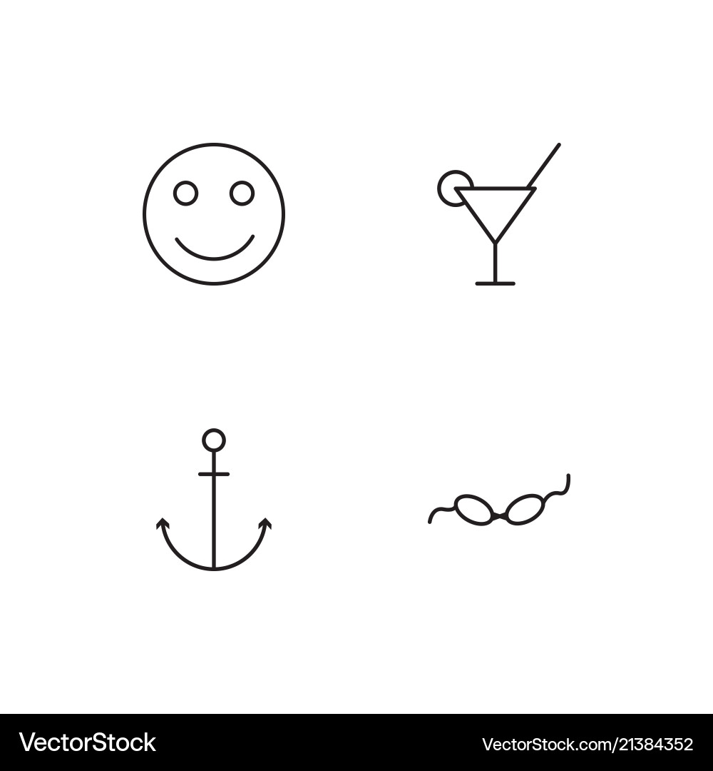 Summer linear icons set simple outline vector image
