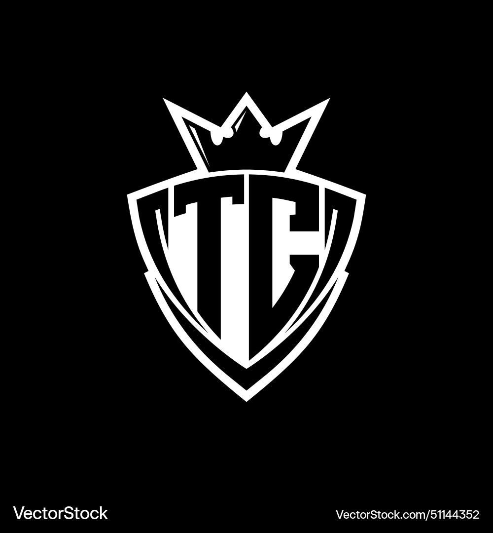 Tc letter logo with sharp triangle shield shape Tc letter logo with sharp triangle shield shape Vector Image
