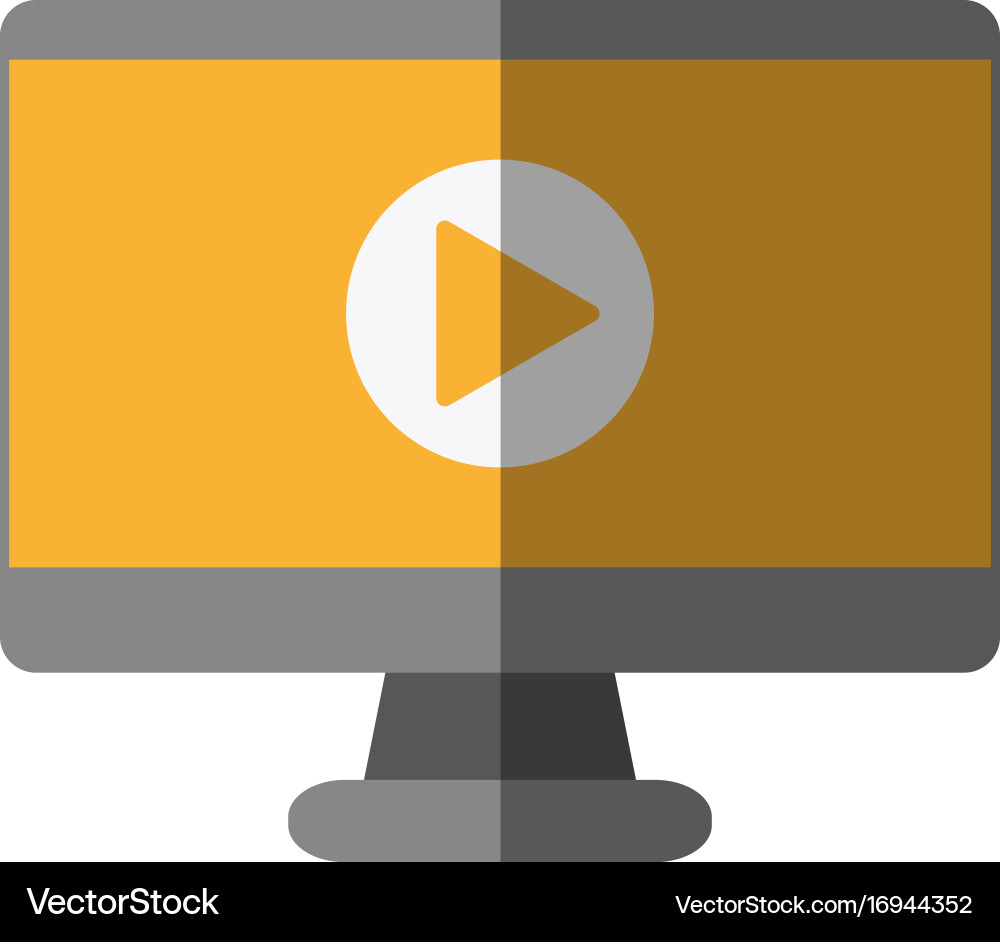 Video play symbol on computer screen icon image Vector Image