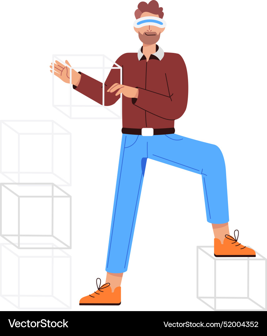 Webvr modelling character in flat sty Vector Image