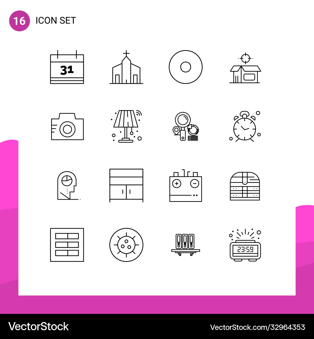 16 universal outlines set for web and mobile Vector Image