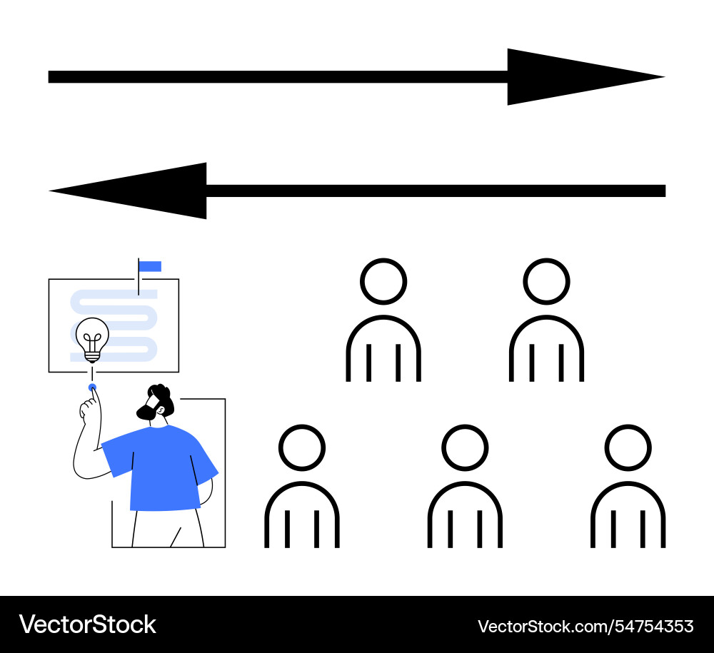 Arrows guidance with instructor Arrows guidance with instructor vector image
