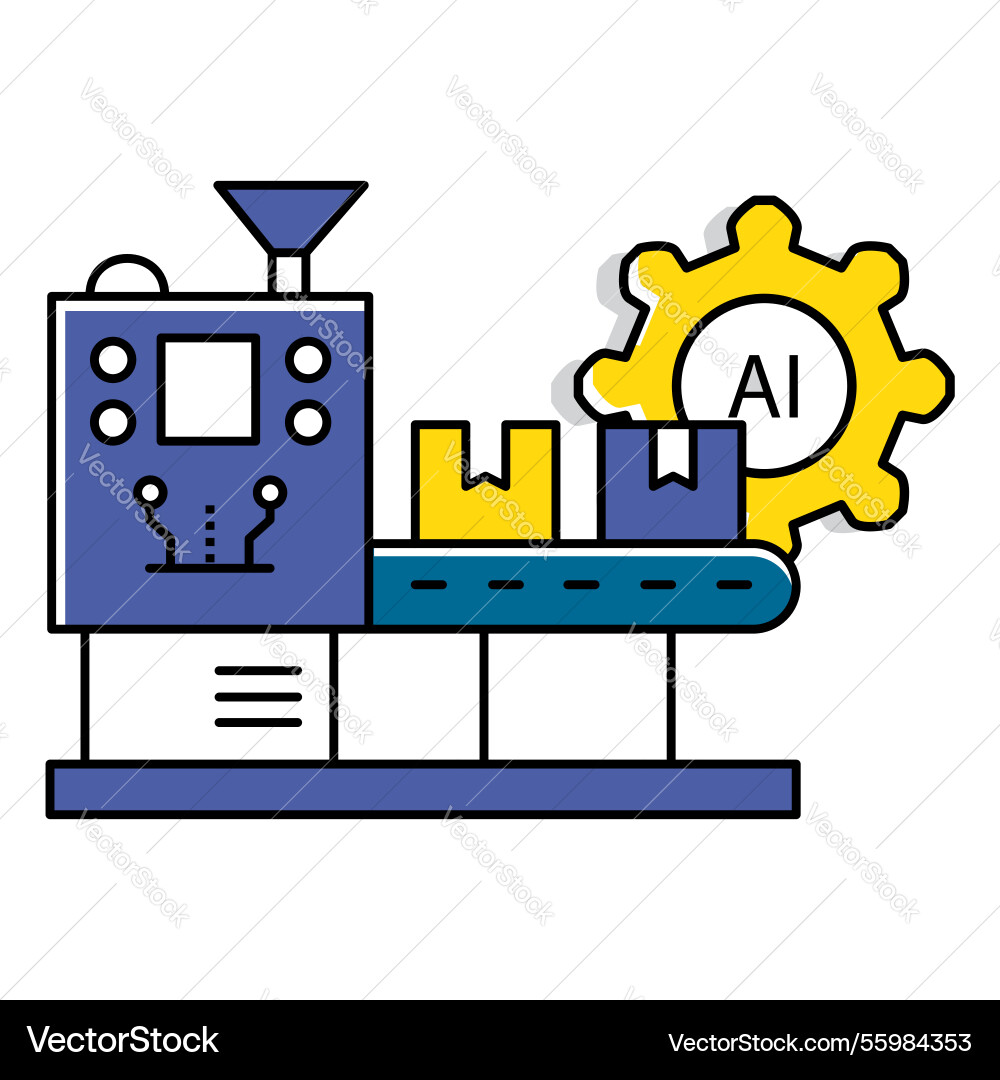Automated production and technology ai icon design vector image