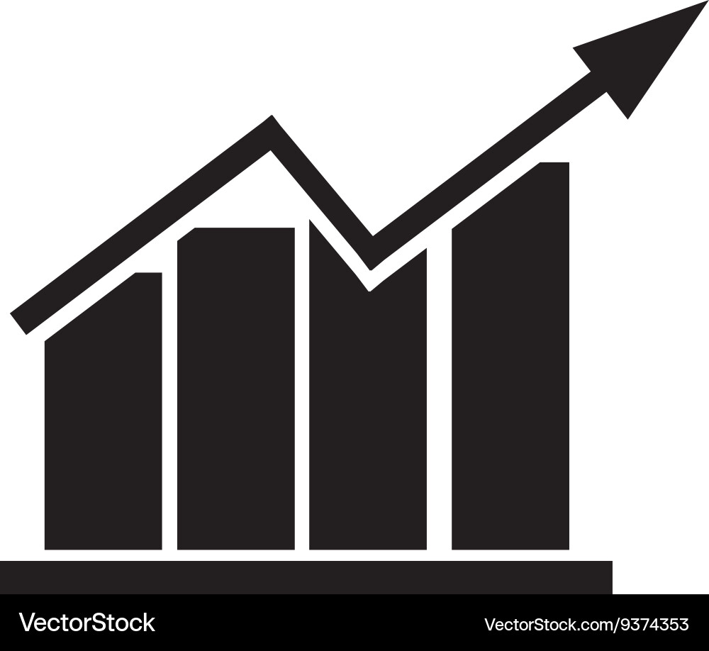 Bar graph with arrow vector image