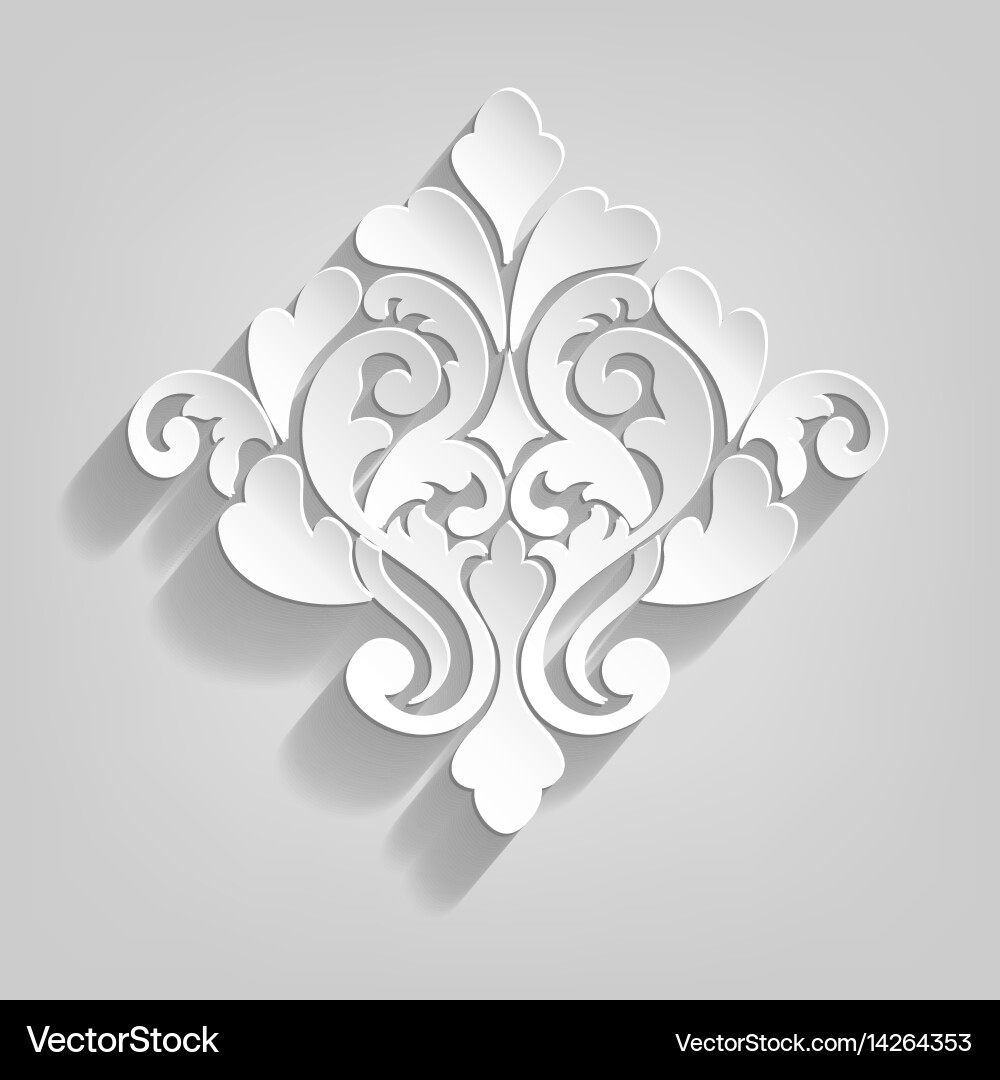 Damask volumetric ornamental element elegant Vector Image
