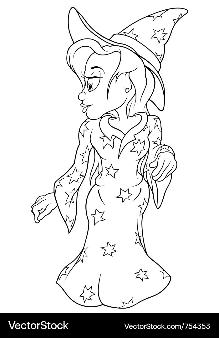 Dark Witch Cartoon Vector Image