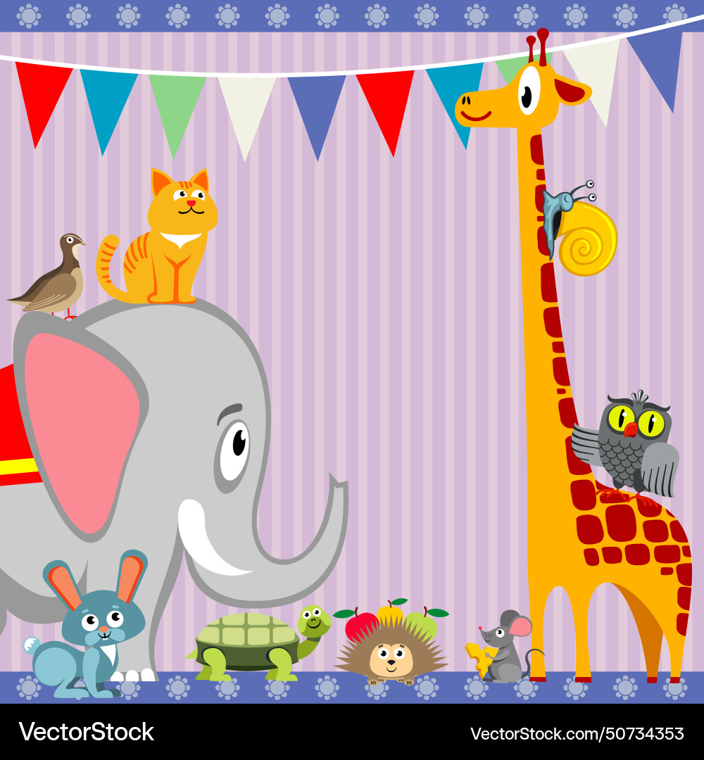 Glückliche Tier Geburtstag Party Hintergrund lustige Karte Glückliche Tier Geburtstag Party Hintergrund lustige Karte vektorbild