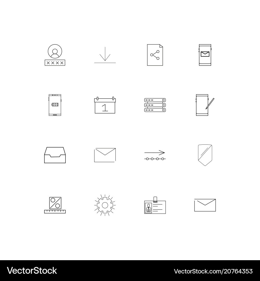 Internet technologies linear thin icons set vector image