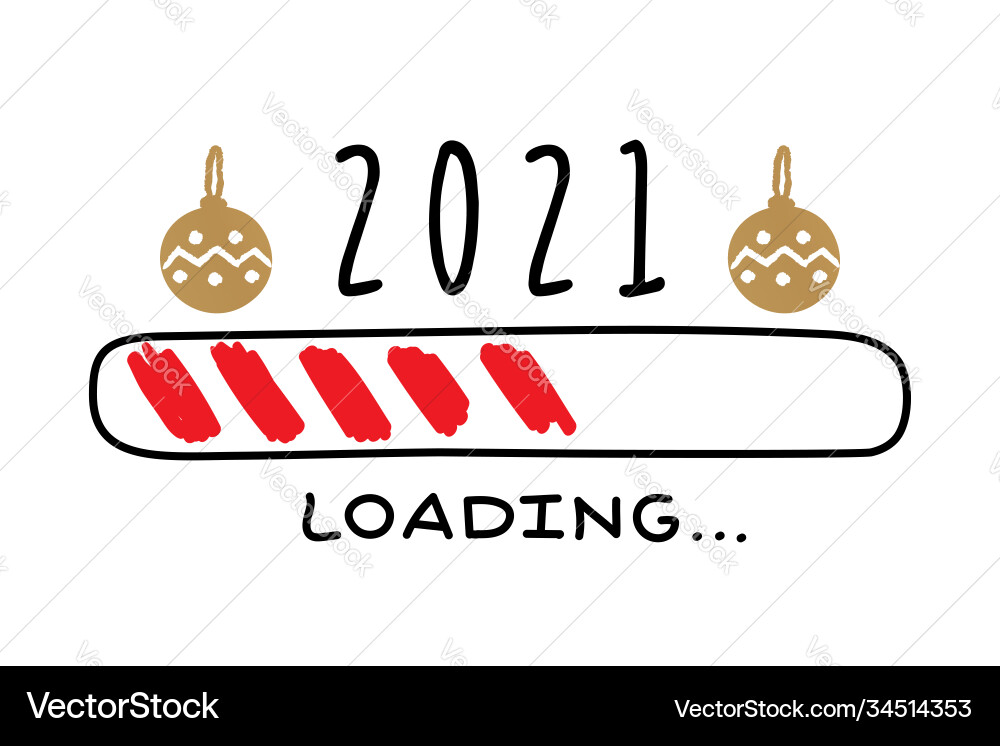 Progress bar with inscription - 2021 loading Progress bar with inscription - 2021 loading vector image