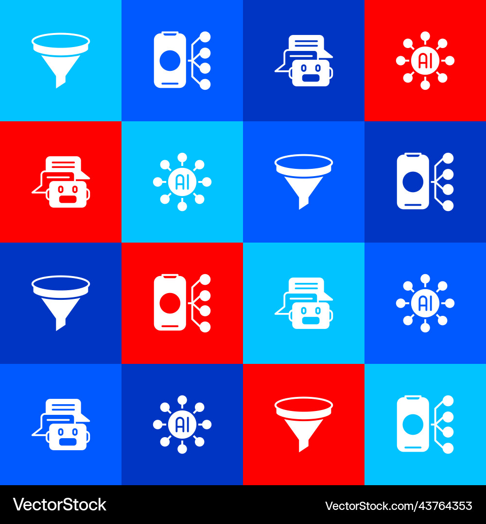 Set funnel or filter neural network chat bot Set funnel or filter neural network chat bot vector image