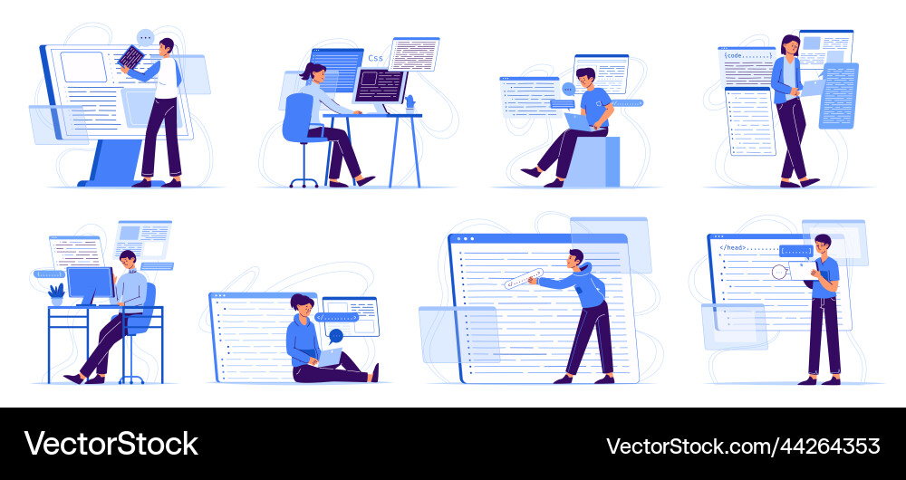 Software developers programmers and it engineers Software developers programmers and it engineers vector image